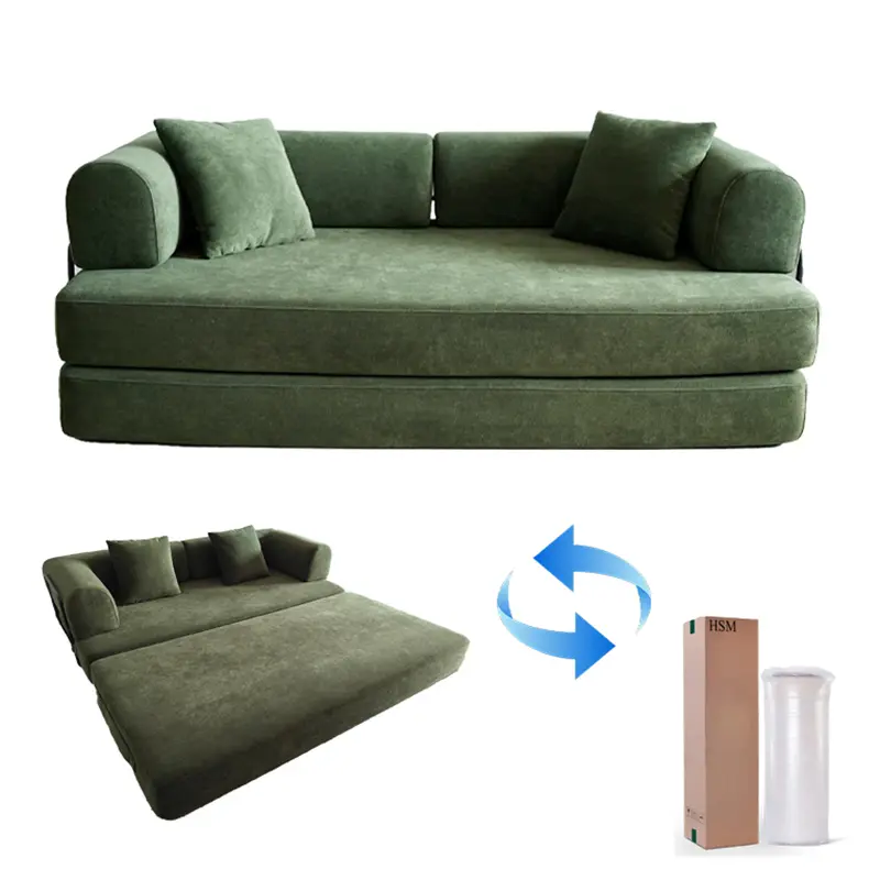 Modern compression sofa foldable sofa bed with metal stand