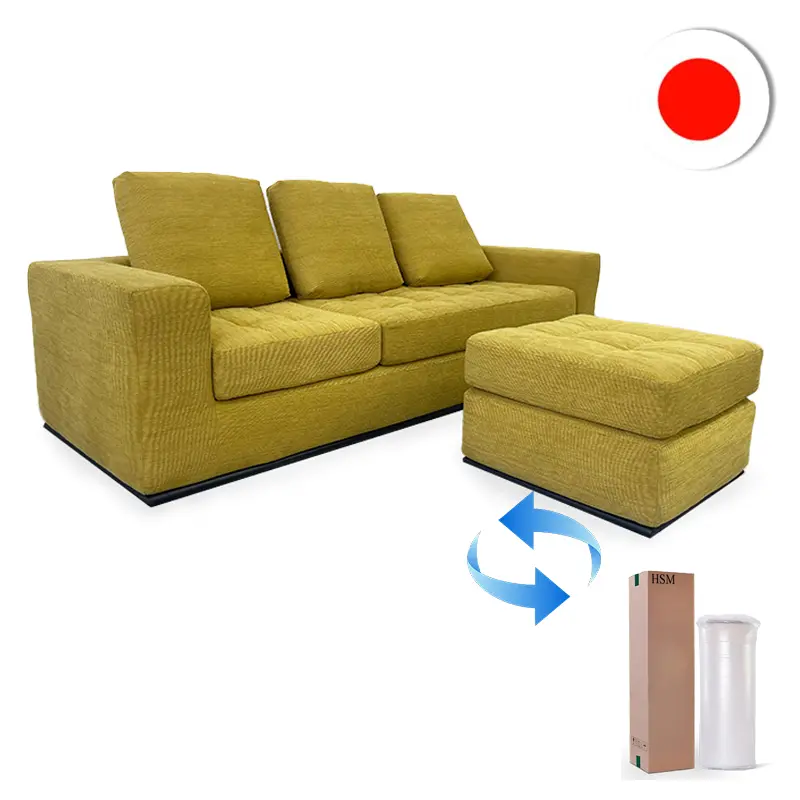 Compression sofa with metal base small size with moveable ottoman