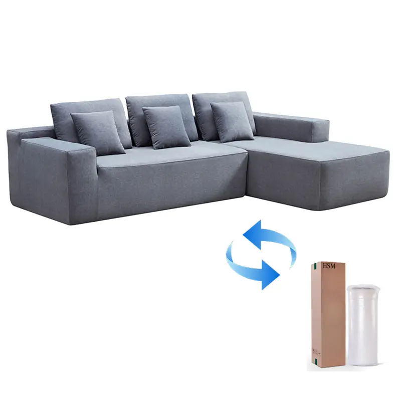 Modern Compression Furniture L Shape Compression Sofa Fabric Compressible Sofa Set