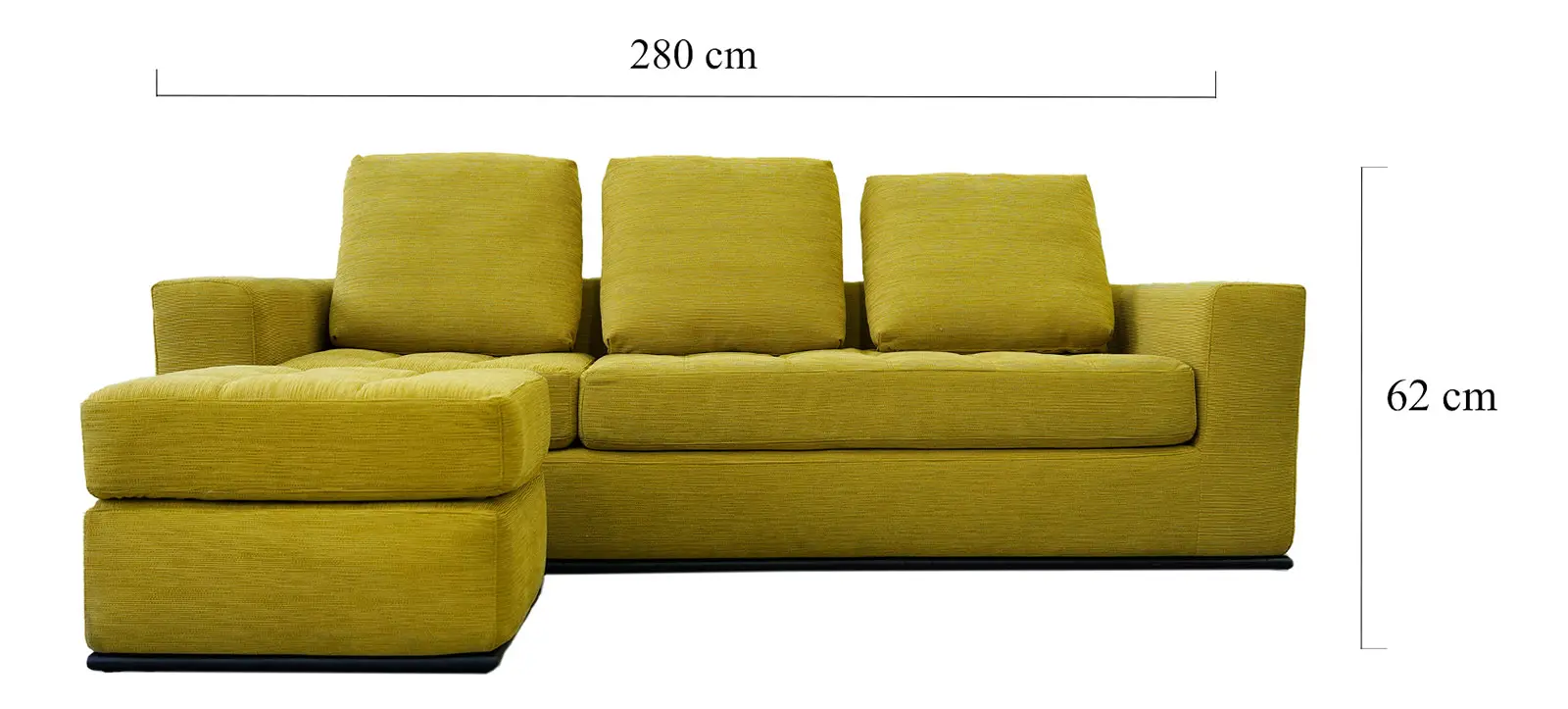 Compression sofa with metal base small size with moveable ottoman